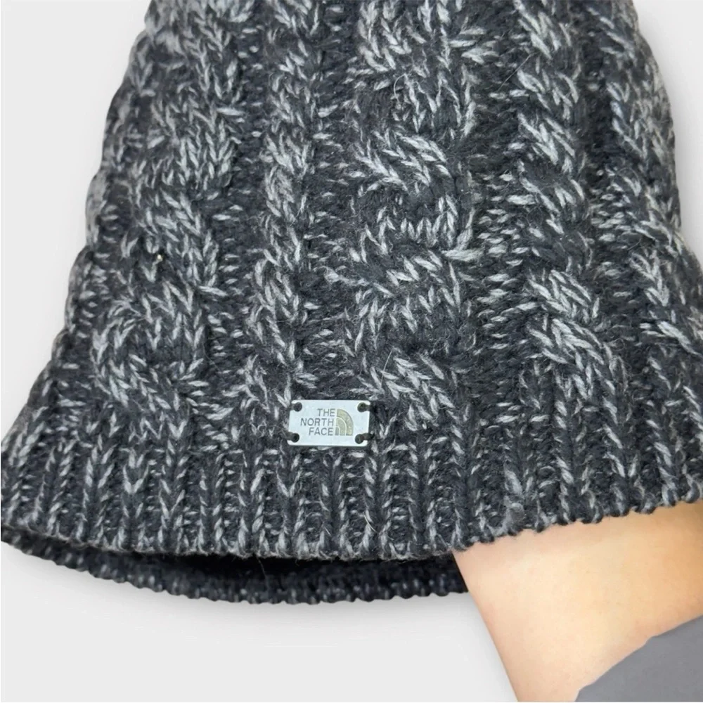The North Face Knit Beanie Unisex One Size Wool Blend NF00A9NB Black Gray Color